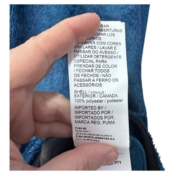 MENS XL SHERPA DARK AQUA BLUE PUMA LS ZIP UP SHIRT - NWT - Picture 4 of 5